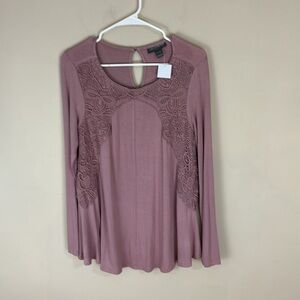 A Pea in the Pod Dusty Pink Maternity Top with Crochet Lace Size S NWT